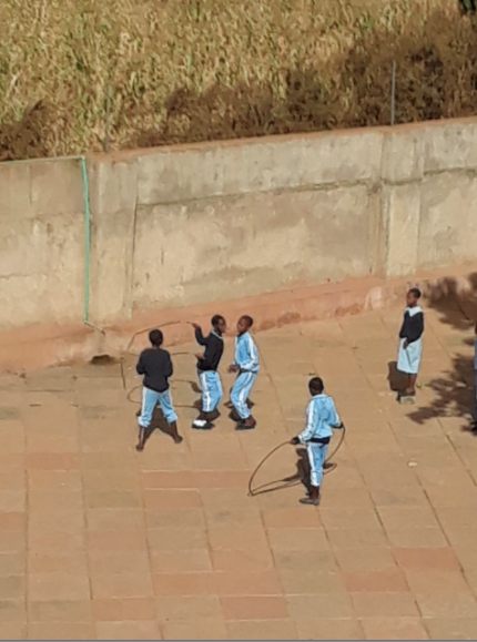 Jumping rope with a hose